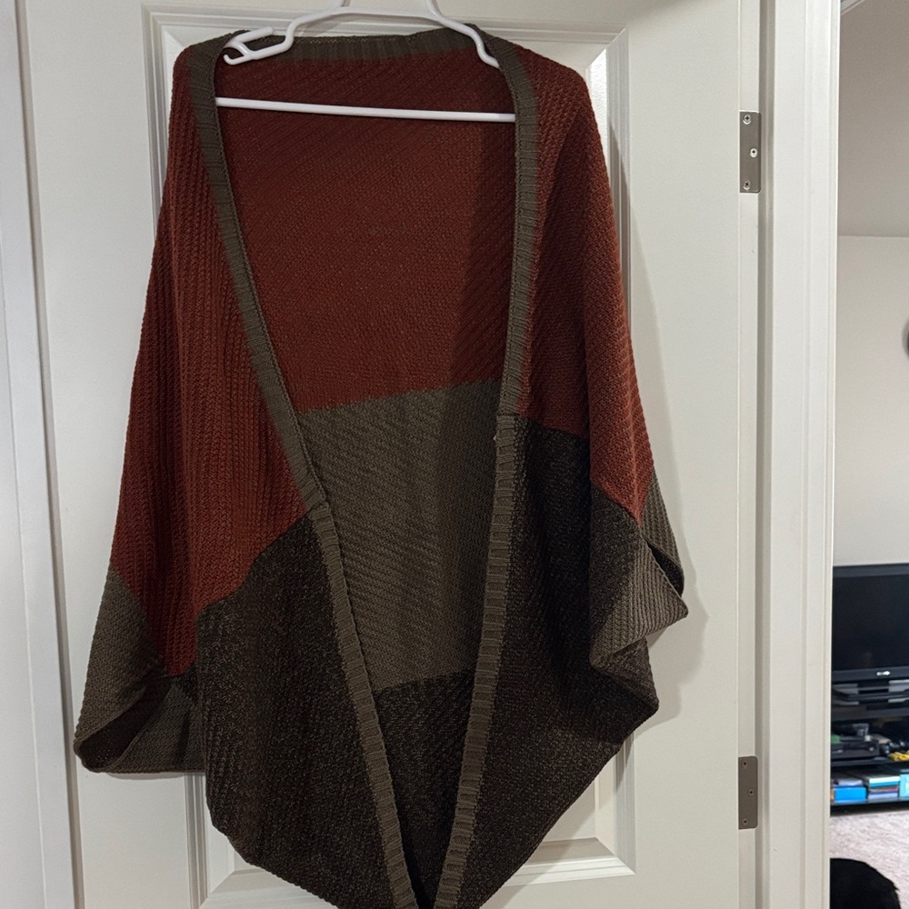 Elegant Multicolor Open Front Poncho